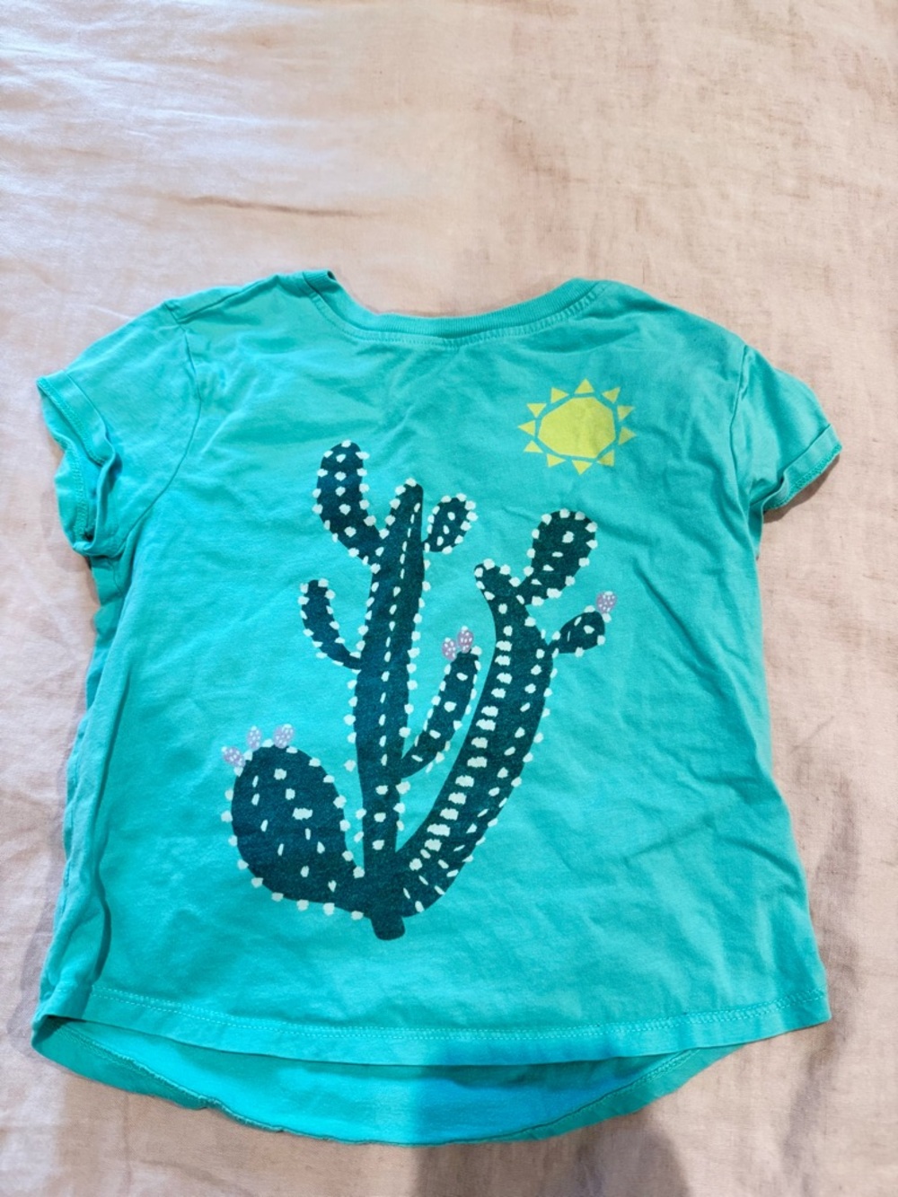 Hanna Andersson Turquoise Cactus Tee with Yellow Sun